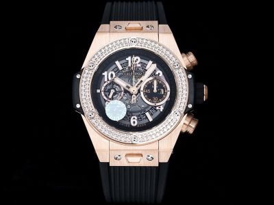 ZF Factory Hublot BigBang Rose gold steel case with White diamonds Watch